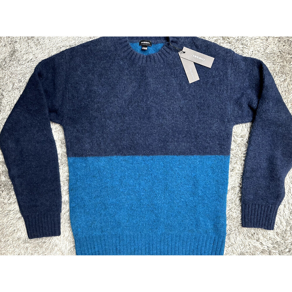 DIESEL Men Plaid PullOver Sweater made in Italy size M $380 in blue